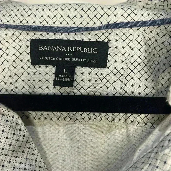 BANANA REPUBLICANS Gray & Navy Button Down Slim Fit Shirt - Picture 3 of 5